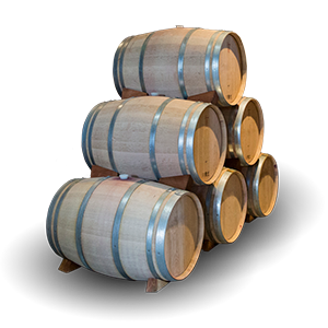 stack of wine barrels