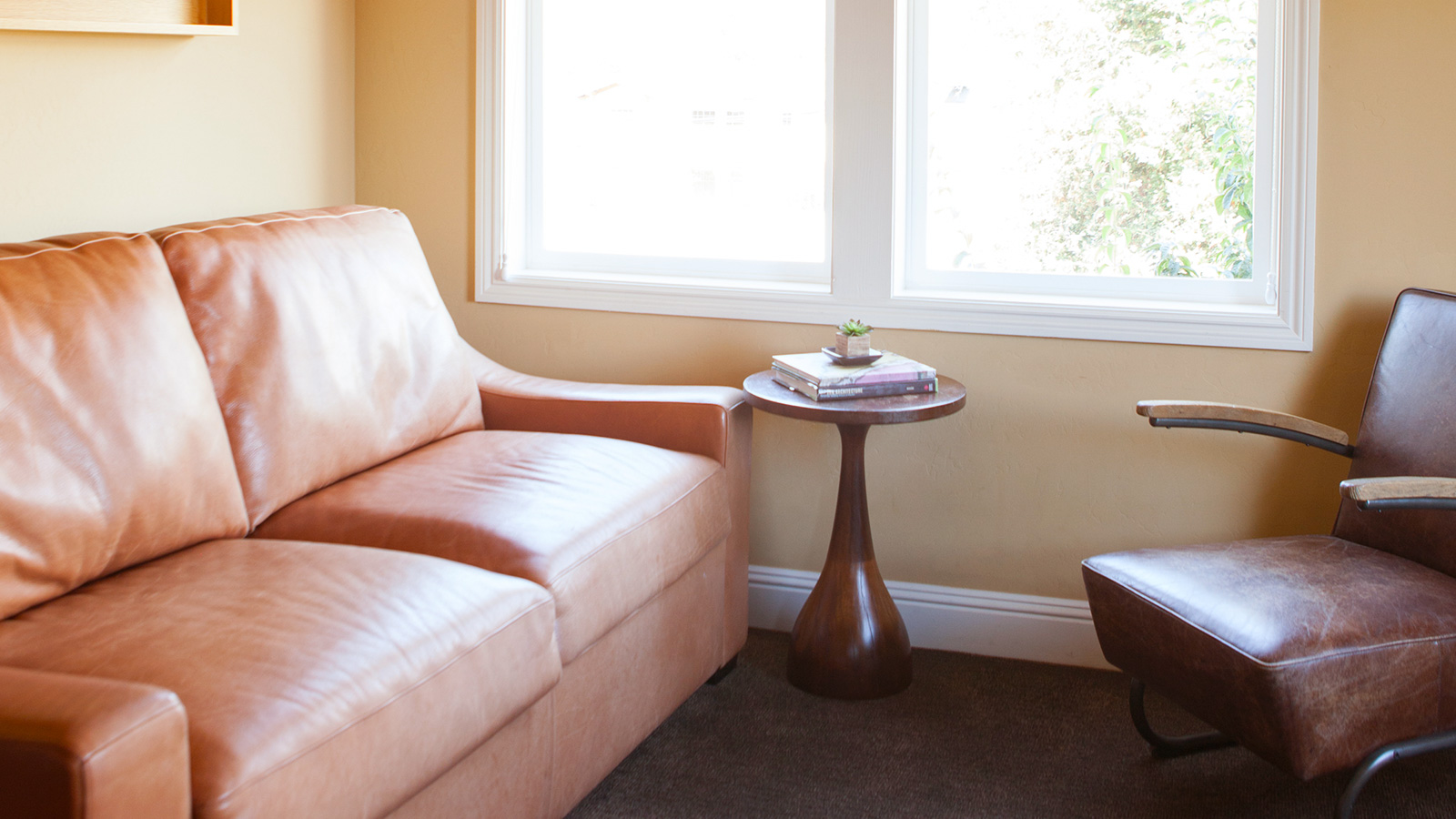 photo of leather seating by window